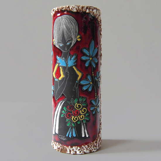Large Italian 50s/60s lava girl vase by Caby