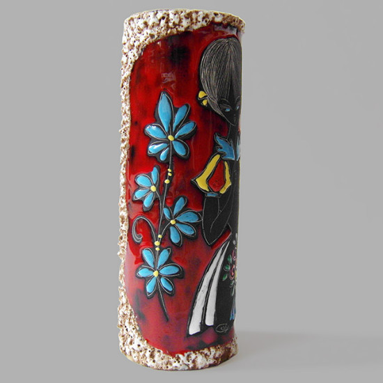 Large Italian 50s/60s lava girl vase by Caby