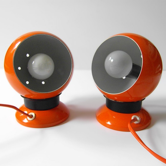 Orange 1970s Danish bubble lamps pair  