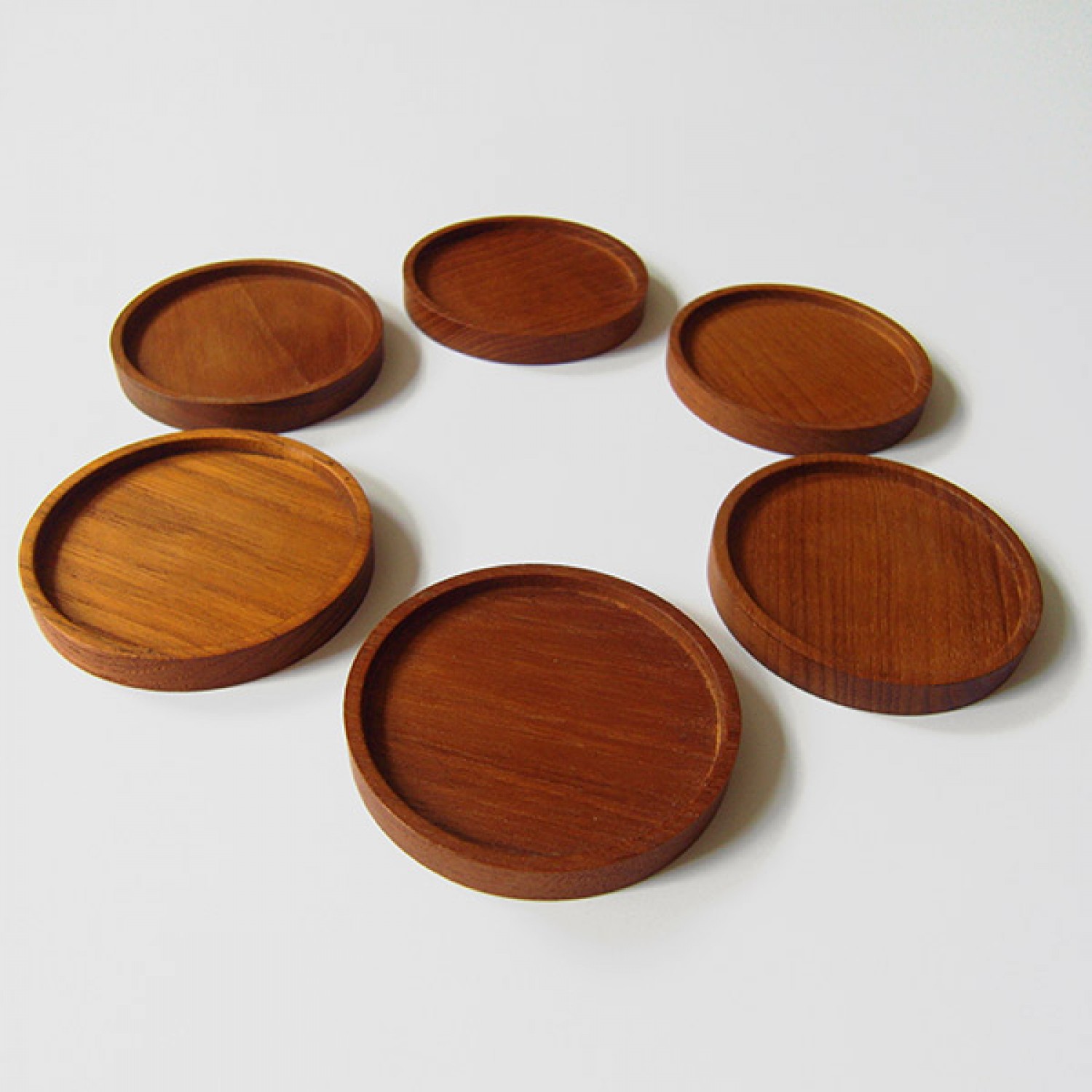 Danish modern teak coaster set for glasses