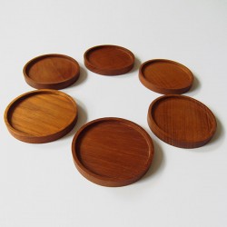 Danish modern teak coaster set for glasses
