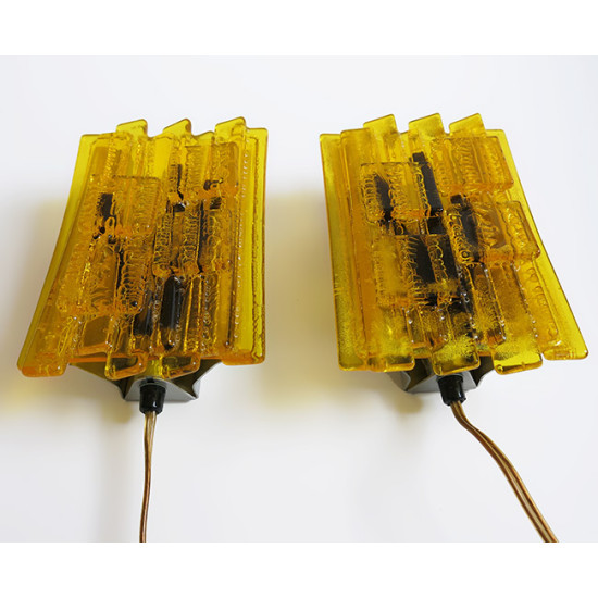 1960s/70s Claus Bolby acrylic wall light pair
