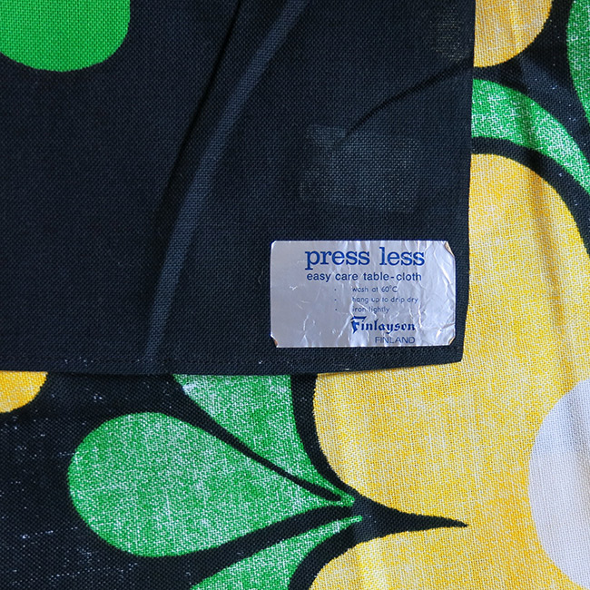 Table linen Finlayson Finland 1970s mint as new bold flowers