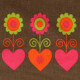 Hearts & flowers tablecloth Danish vintage 1960s