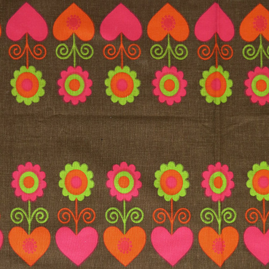 Hearts & flowers tablecloth Danish vintage 1960s