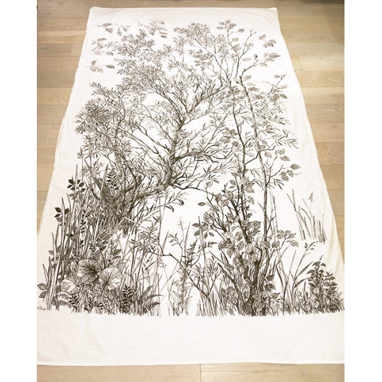 Huge Danish plants textile art print 60s/70s