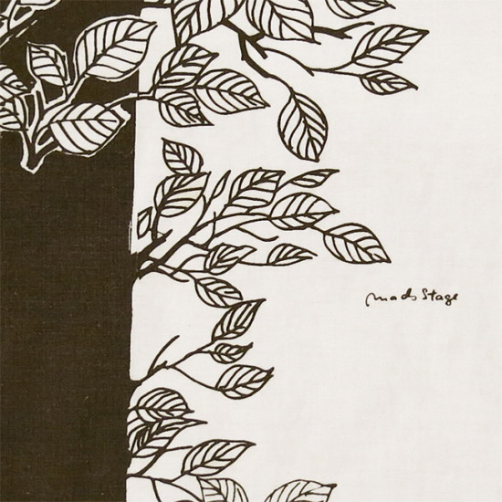 Huge Danish trees textile art print 60s/70s