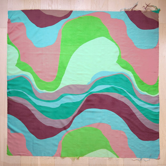 Vivid satinised multicolour waveform fabric, 1960s