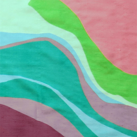 Vivid satinised multicolour waveform fabric, 1960s