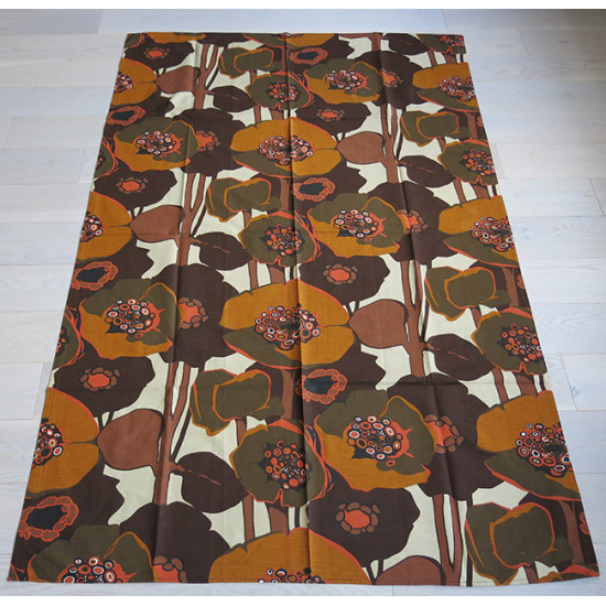 Swedish style semi-abstract cotton fabric 60s