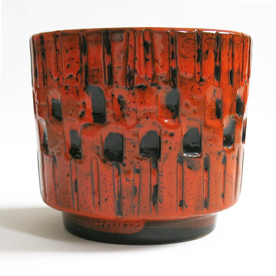 Vintage 60s/70s orange art pottery planter