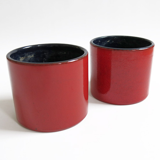 Pair of red vintage German plant pots 1960s/70s
