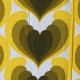 Yellow & green hearts curtains Danish 1970s