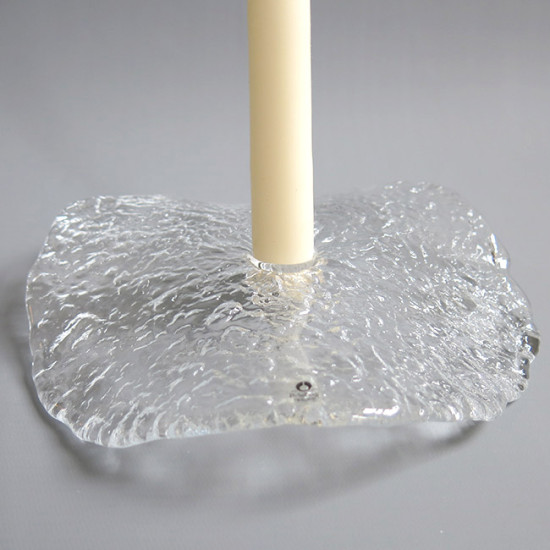 Pukeberg freeform lilypad textured glass candleholder