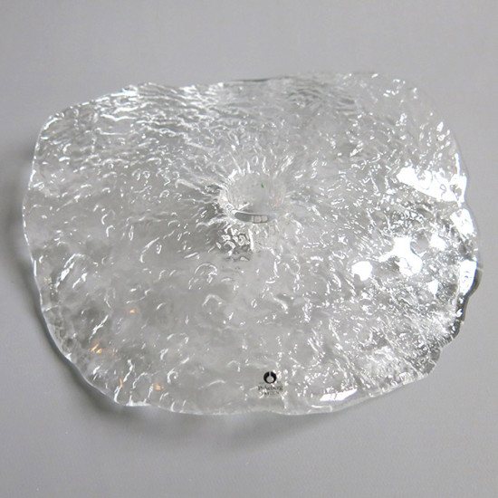 Pukeberg freeform lilypad textured glass candleholder