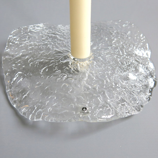 Pukeberg freeform lilypad textured glass candleholder
