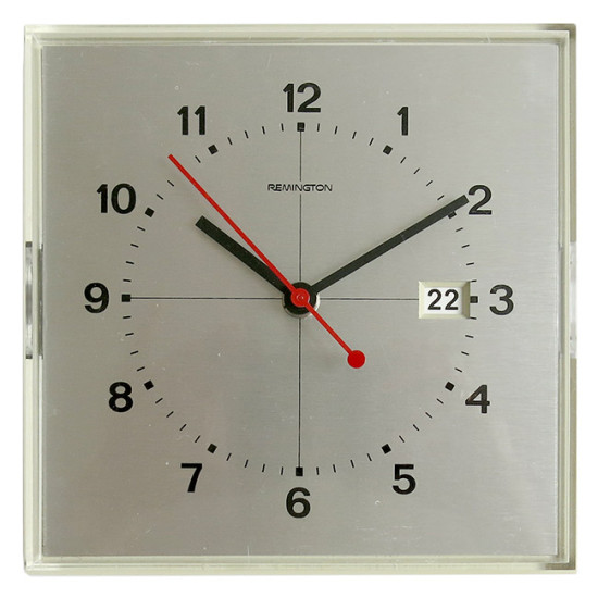 Brushed aluminium vintage Remington wall clock 70s