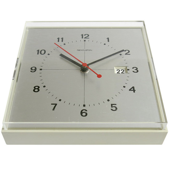 Brushed aluminium vintage Remington wall clock 70s