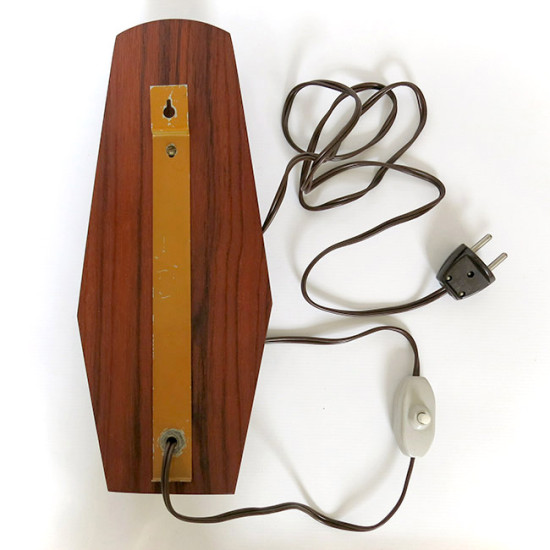 Brass, teak and glass Danish modern wall lamp pair