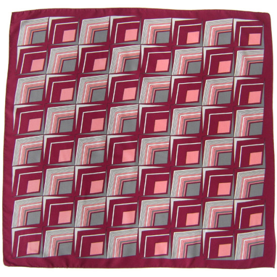 Headscarf with geometric design in claret and grey