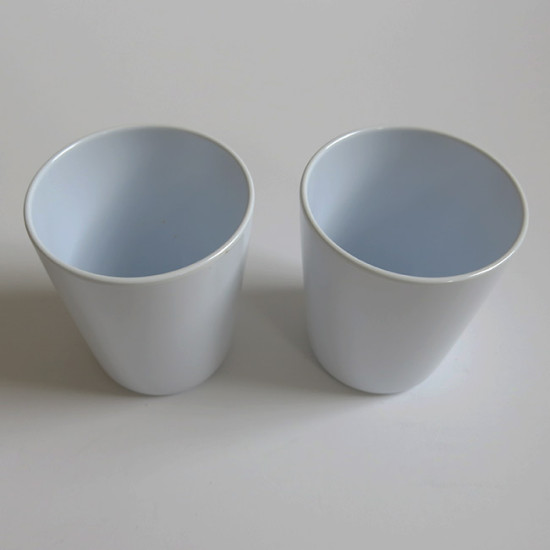 Pair of vintage Newman Melamine Ware beakers 1960s