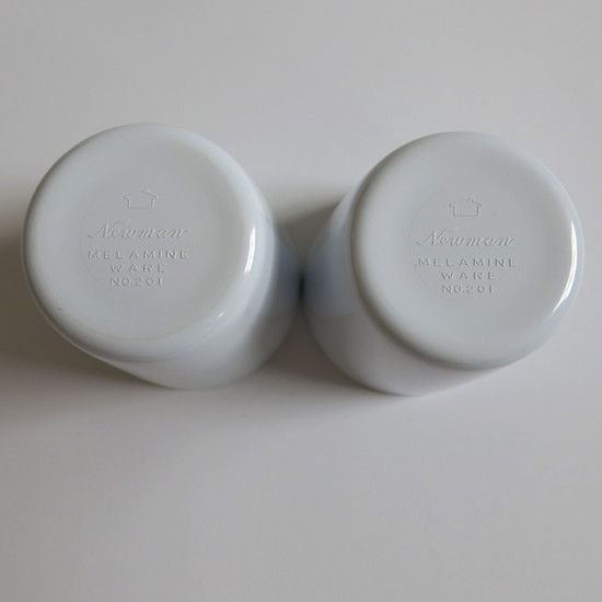 Pair of vintage Newman Melamine Ware beakers 1960s