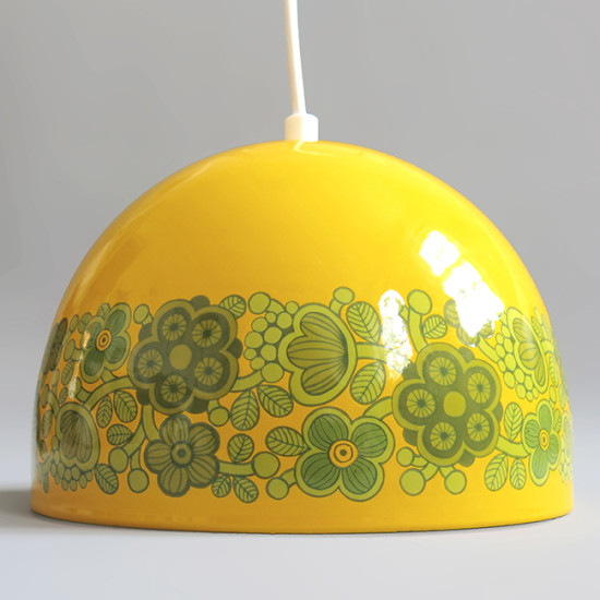 Yellow Kalas Arabia pendant light designed by Kaj Franck for Fog & Mørup