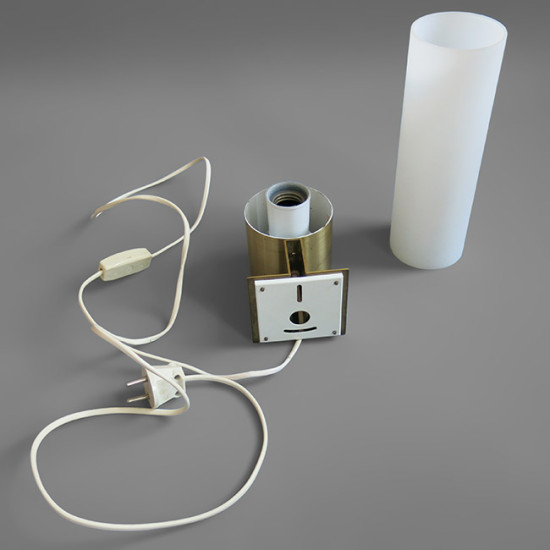 Brass and opal glass wall light designed by Jorgen Bo for Fog & Morup