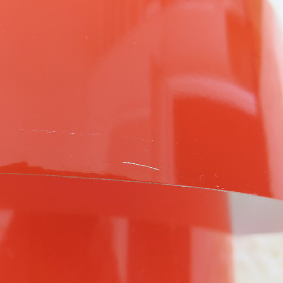 A red Rainbow Line Juno pendant light by Jo Hammerborg for Fog & Mørup