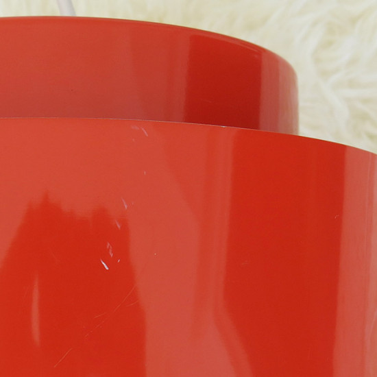 A red Rainbow Line Juno pendant light by Jo Hammerborg for Fog & Mørup