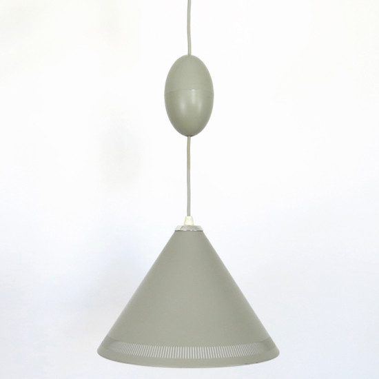 Kegle conical rise-and-fall pendant light produced by Lyfa, 1950s