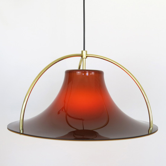 Single pendant light by Jo Hammerborg for Fog & Mørup, 1970s acrylic and brass