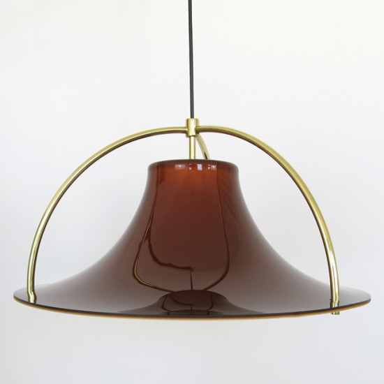 Single pendant light by Jo Hammerborg for Fog & Mørup, 1970s acrylic and brass
