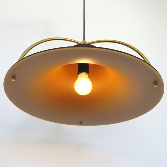 Single pendant light by Jo Hammerborg for Fog & Mørup, 1970s acrylic and brass
