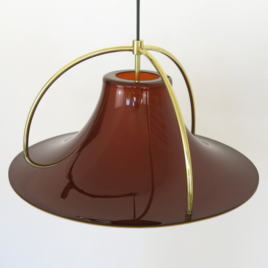 Single pendant light by Jo Hammerborg for Fog & Mørup, 1970s acrylic and brass