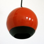 Small orange ES Horn Belysning of Denmark ball pendant spotlight, 1960s/70s  
