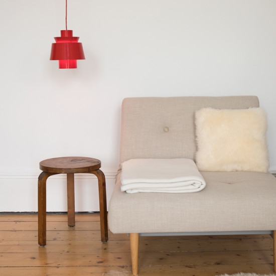 Red Utzon Pendel designed by Jørn Utzon for Nordisk Solar Compagni, 1950s