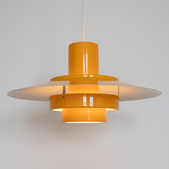 Egg-yolk yellow Falcon pendant light by Andreas Hansen for Fog & Mørup, 1960s