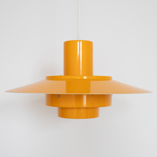 Egg-yolk yellow Falcon pendant light by Andreas Hansen for Fog & Mørup, 1960s