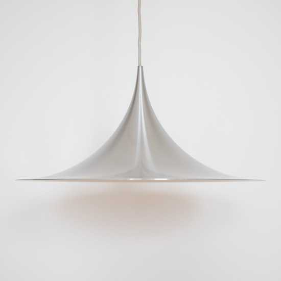 Rare brushed aluminium Fog & Mørup Semi pendant light for Norway