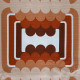 Huge curtain with geometric pop-art design in browns and beige, 1970s