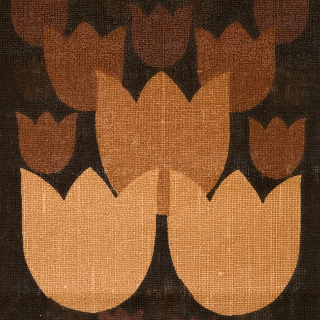 Swedish jute/hessian 1960s/70s tulips table runner fabric unused
