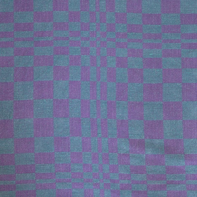 Purple/blue psychedelic op-art warping chequerboard textile 1960s