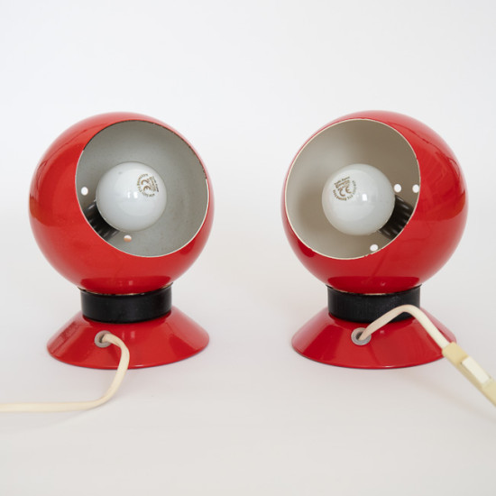 Red Ny-Mag ball lamp pair by Abo Randers of Denmark, 1960s