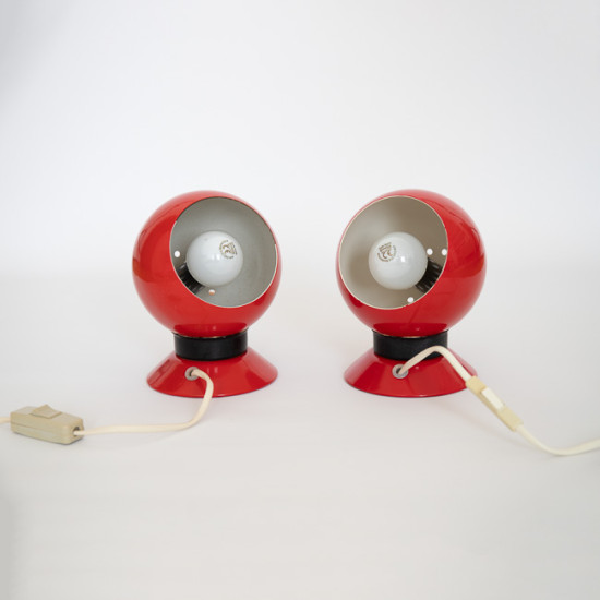 Red Ny-Mag ball lamp pair by Abo Randers of Denmark, 1960s