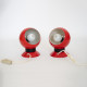 Red Ny-Mag ball lamp pair by Abo Randers of Denmark, 1960s