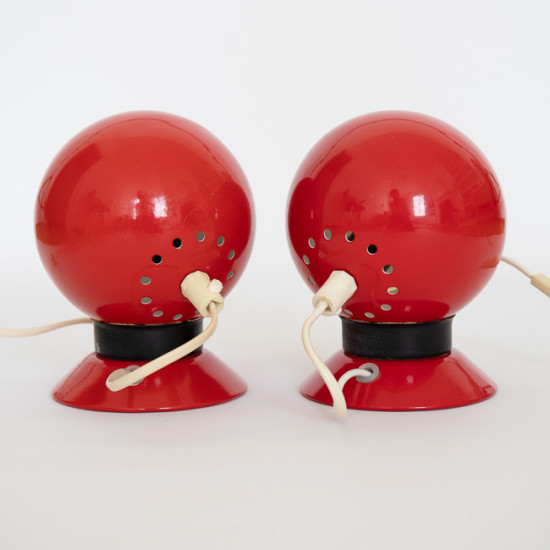 Red Ny-Mag ball lamp pair by Abo Randers of Denmark, 1960s