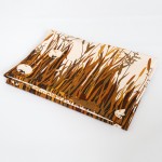 Swedish midcentury textile with reeds and bulrushes design in earth colours