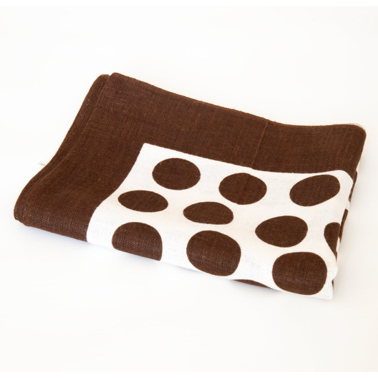 Irish Linen Mills Capri brown polka dots tea towel 1970s