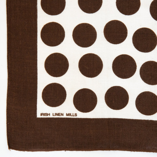 Irish Linen Mills Capri brown polka dots tea towel 1970s